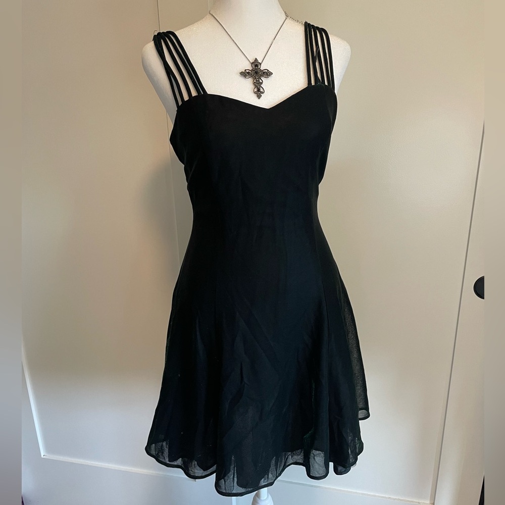 (Sold)black and green sheen vintage going out dress